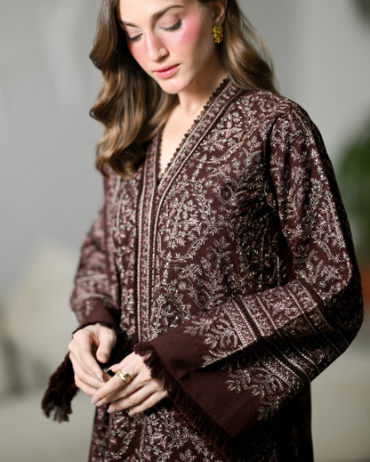 MP1345 - ZAIB - Winter 3PC Dhanak Embroidered Suit