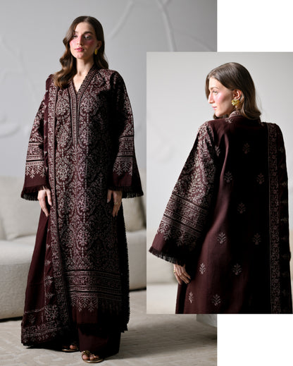 MP1345 - ZAIB - Winter 3PC Dhanak Embroidered Suit