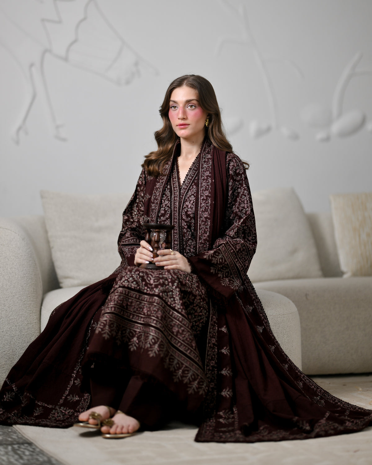 MP1345 - ZAIB - Winter 3PC Dhanak Embroidered Suit