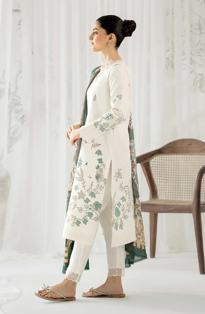 MP748-Sapphire - 3PC Lawn Heavy Embroidered Shirt With Organza Printed Dupatta