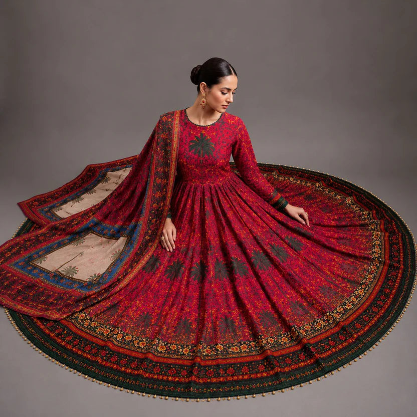 MP1225 - kiswazirwa - Summer Lawn Digital Printed Frock 3Pc