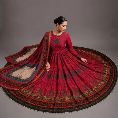 MP1225 - kiswazirwa - Summer Lawn Digital Printed Frock 3Pc