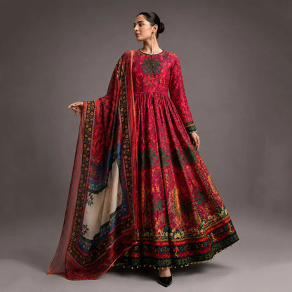 MP1225 - kiswazirwa - Summer Lawn Digital Printed Frock 3Pc