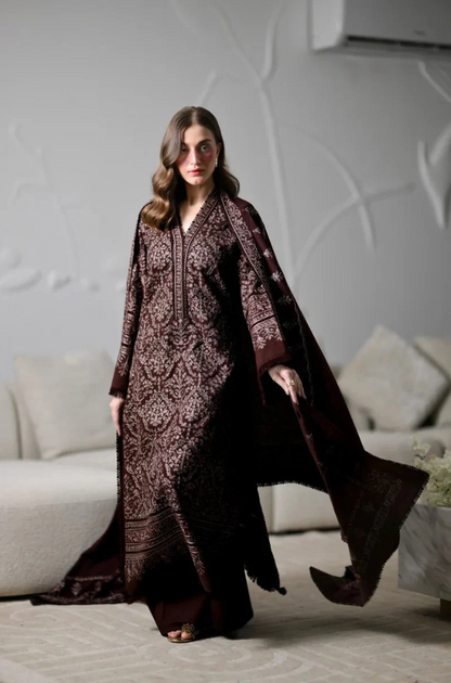 MP1345 - ZAIB - Winter 3PC Dhanak Embroidered Suit