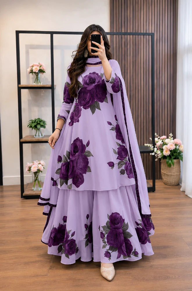 MP1227- Maliha - 3 piece Lawn frock style Printed suit