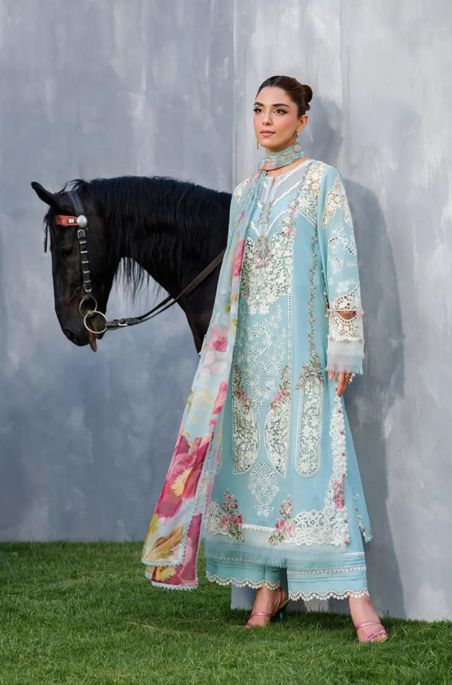 MP1127 - Summer 3PC Lawn Chikenkari Embroidered Shirt