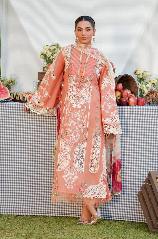 MP1126 - Elaf - Summer 3PC Lawn Chikenkari Embroidered Shirt