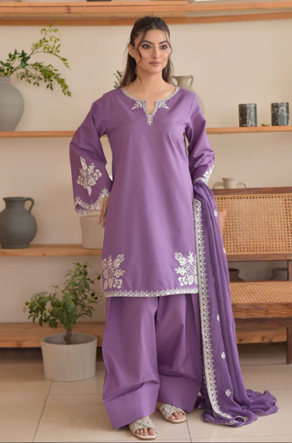 MP1275 - Maliha Summer 3pc Lawn Embroidered Suit