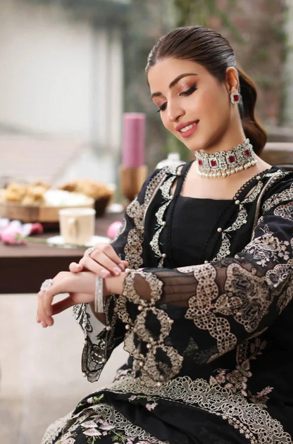 MP2028 - KAHF - 3PC LAWN EMBROIDERED SHIRT WITH ORGANZA EMBROIDERED DUPATTA