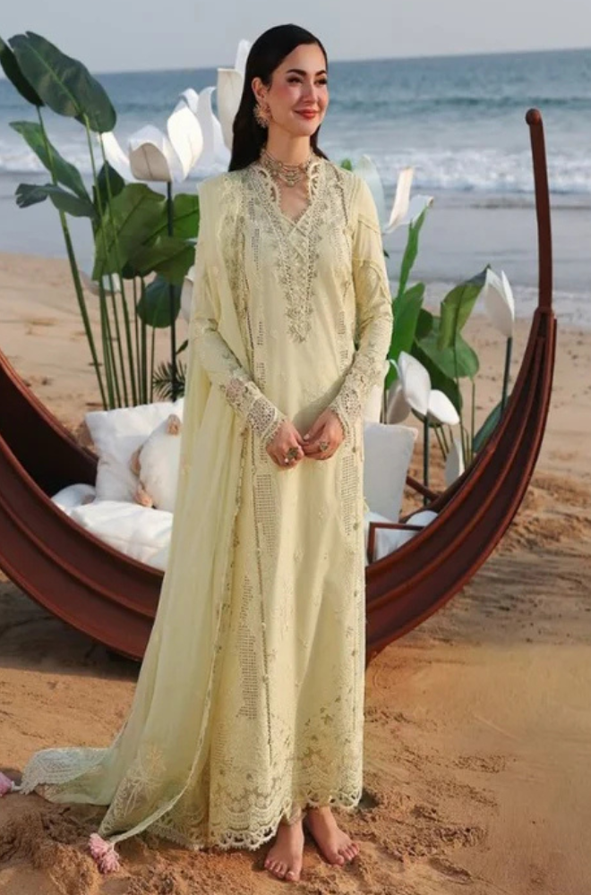MP1313 Summer -3PC LAWN CHIKANKARI EMB SHIRT WITH CHIFFON EMB DUPATTA