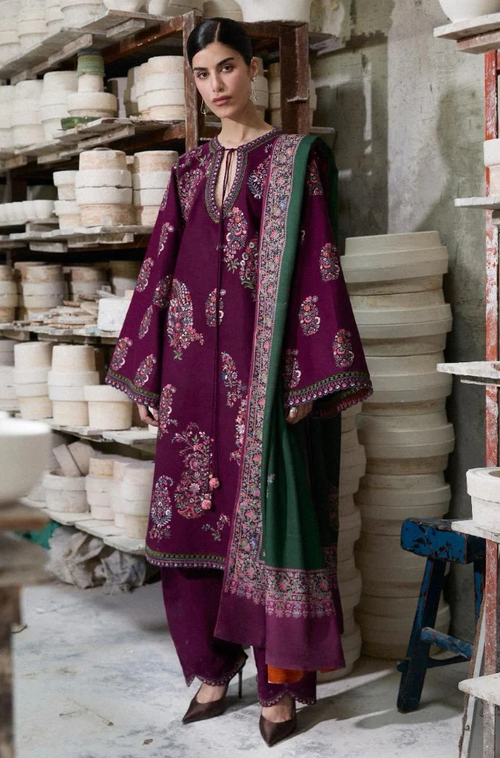 MP33134 - Hussain Rehar - Winter 3PC Dhanak Embroidered Suit