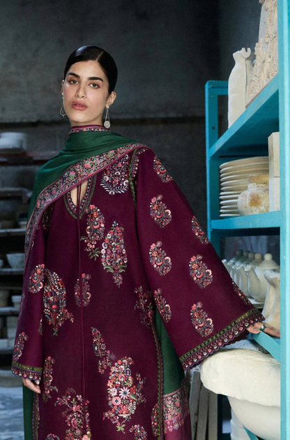 MP33134 - Hussain Rehar - Winter 3PC Dhanak Embroidered Suit