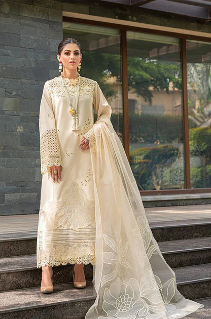 Mp1091 - Qalamkar- 3PC ChickenKari Lawn Embroidered Suit