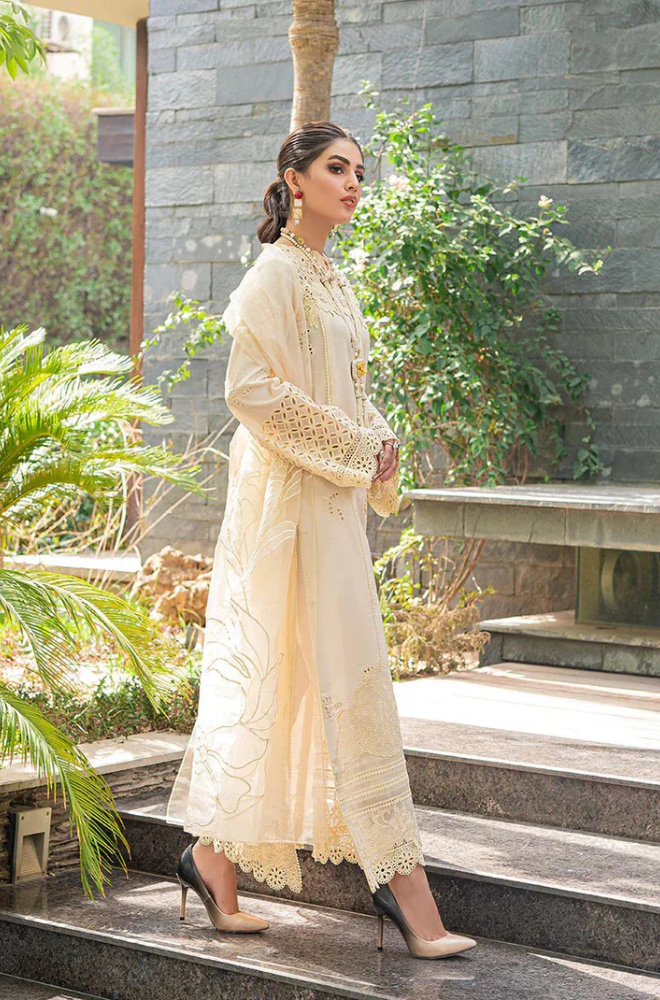 Mp1091 - Qalamkar- 3PC ChickenKari Lawn Embroidered Suit