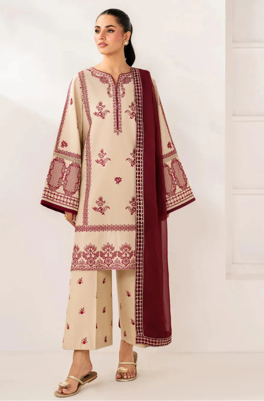 MP1201 - Summer-3PC Lawn Embroidered Suit