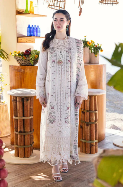 MP1316 - QALAMKAR - 3PC LAWN CHIKANKAARI EMBROIDERED SHIRT WITH ORGANZA EMBROIDERED DUPATTA AND TROUSER
