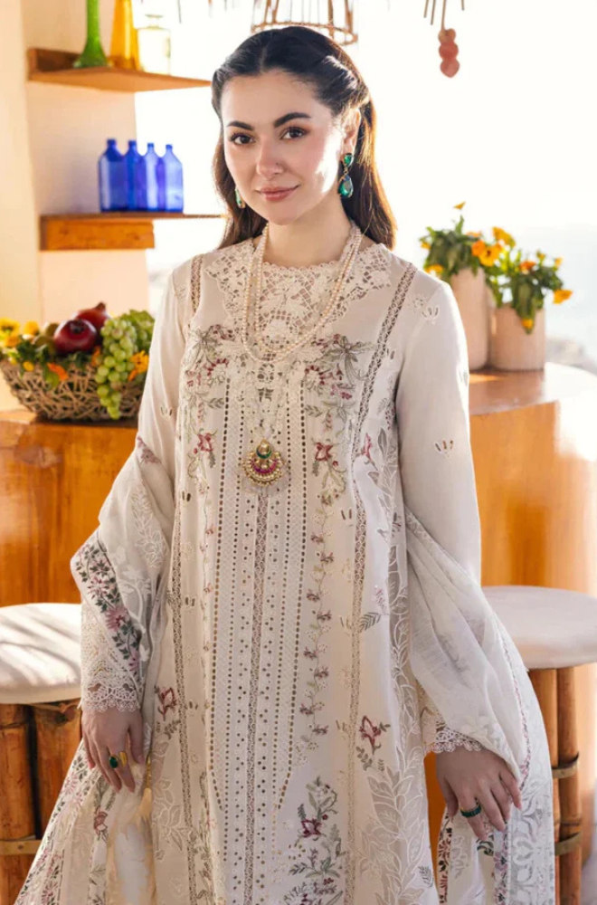 MP1316 - QALAMKAR - 3PC LAWN CHIKANKAARI EMBROIDERED SHIRT WITH ORGANZA EMBROIDERED DUPATTA AND TROUSER