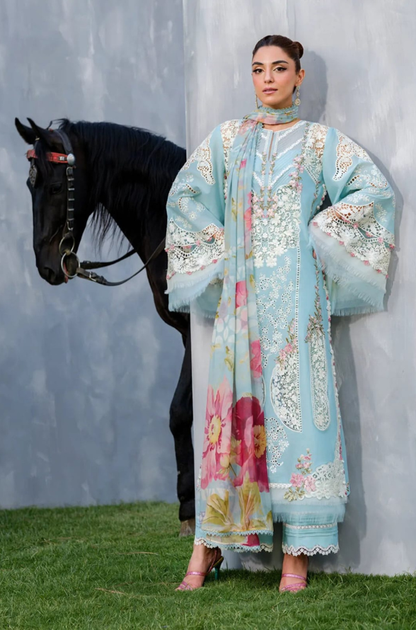 MP1127 - Summer 3PC Lawn Chikenkari Embroidered Shirt