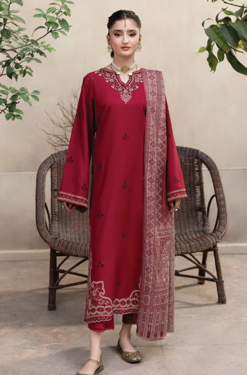 MP33123 - Maliha Premium Embroidered Dhanak Unstitched 3Pc