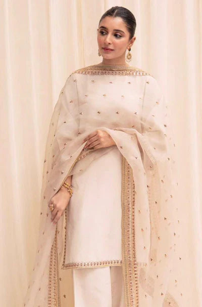 MP778-SUMMER 3PC Lawn Embroidered Shirt With Organza Embroidered Dupatta