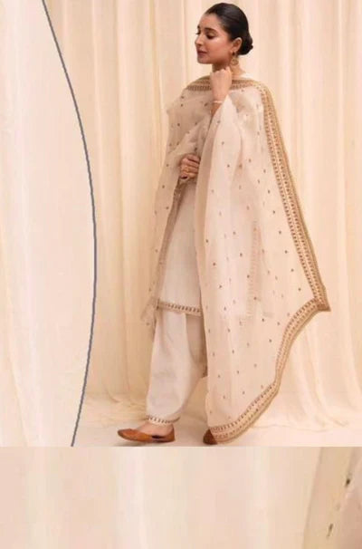 MP778-SUMMER 3PC Lawn Embroidered Shirt With Organza Embroidered Dupatta