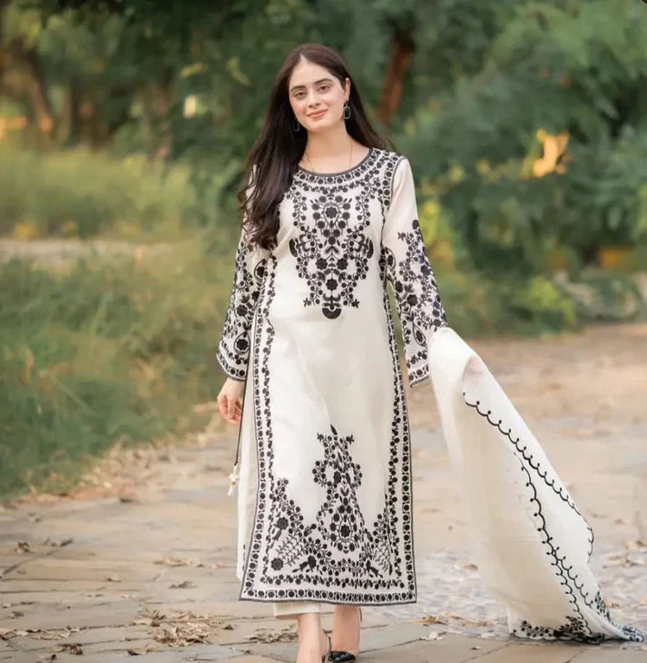 MP1026 - Nisa 3PC Lawn Embroidered Suit