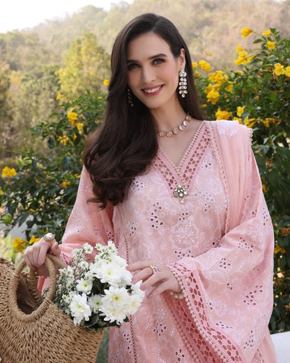 MP2045 - Bareeze Embroidered 3 Piece lawn dress with embroidered chiffon dupatta