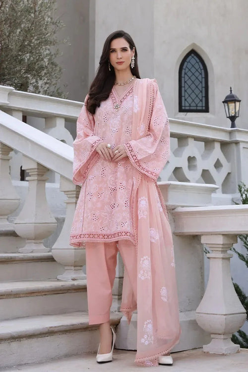 MP2045 - Bareeze Embroidered 3 Piece lawn dress with embroidered chiffon dupatta