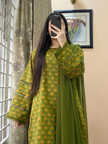 MP1153 - Summer 3PC Lawn Digital Print Dress