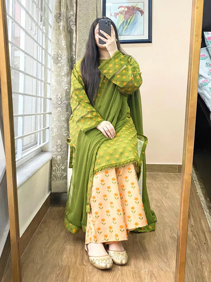 MP1153 - Summer 3PC Lawn Digital Print Dress