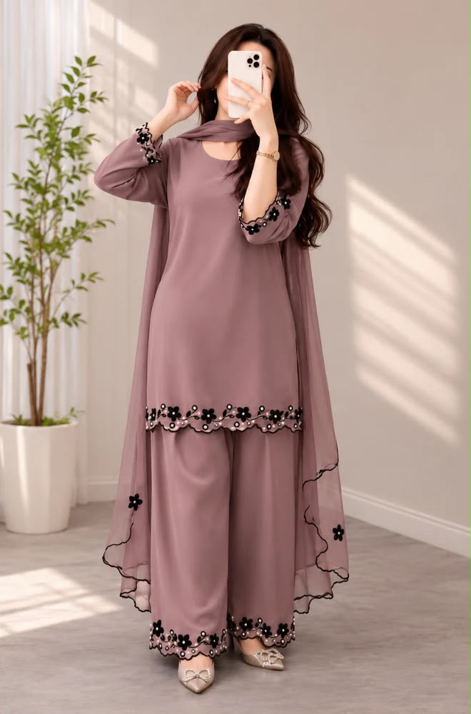 MP1320 - Bunaai - Winter-3PC Shamooz Silk Embroidered Suit