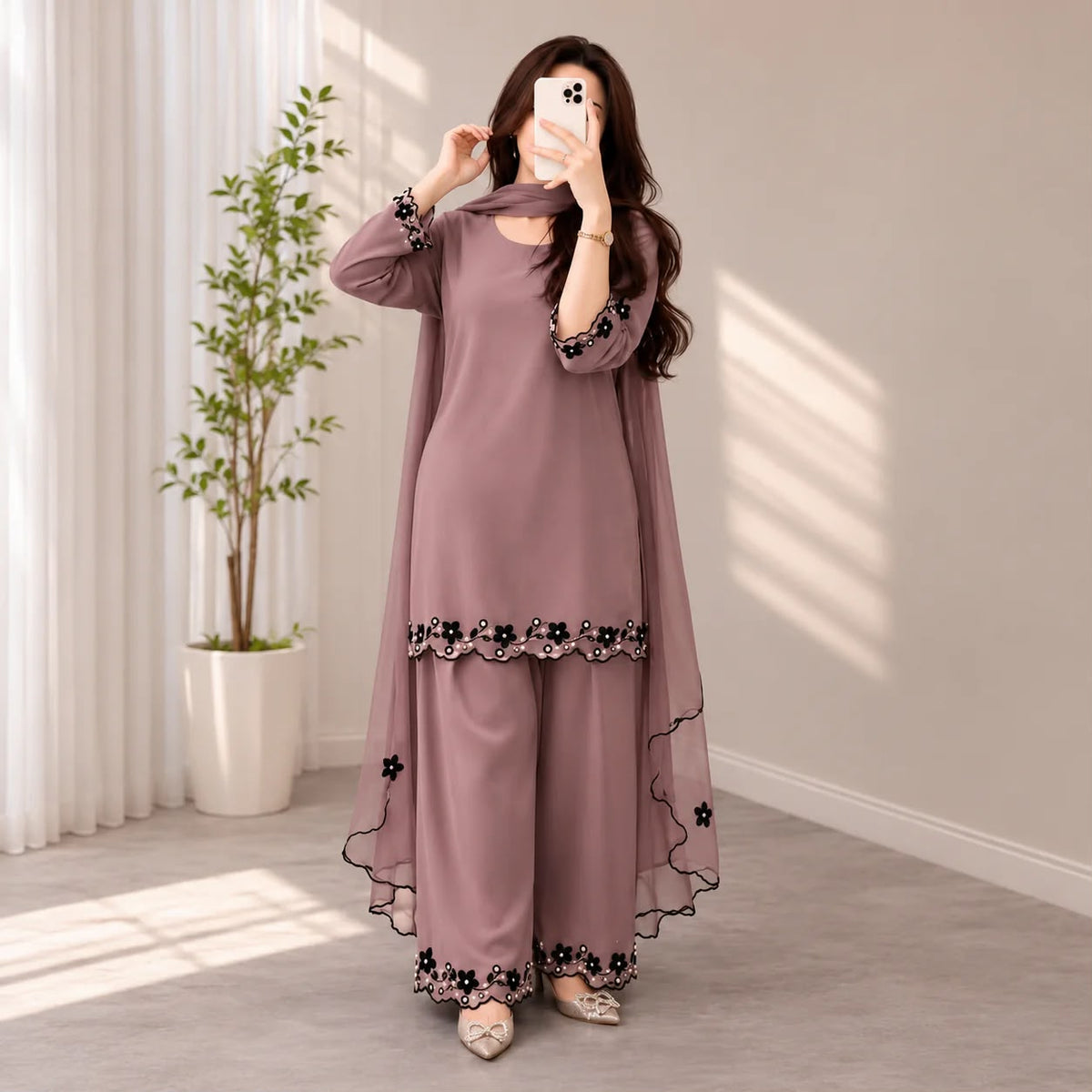 MP1320 - Bunaai - Winter-3PC Shamooz Silk Embroidered Suit