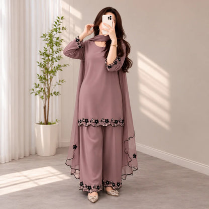 MP1320 - Bunaai - Winter-3PC Shamooz Silk Embroidered Suit