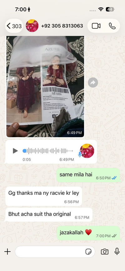 WhatsApp review from Hania Awan