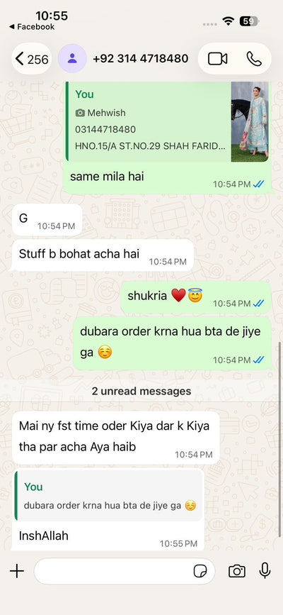 WhatsApp review from Happy Customer