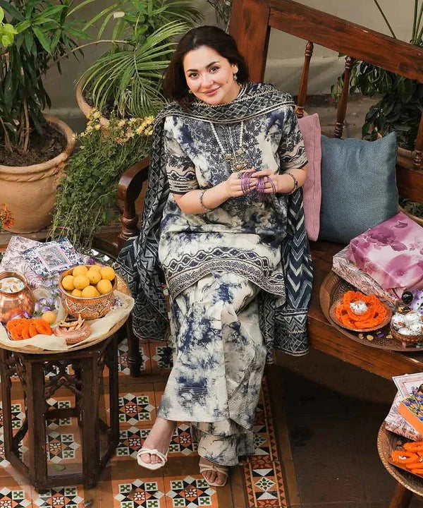 mp1205-Faiza Saqlain 3PC Embroidery Dhanak Printed Suit