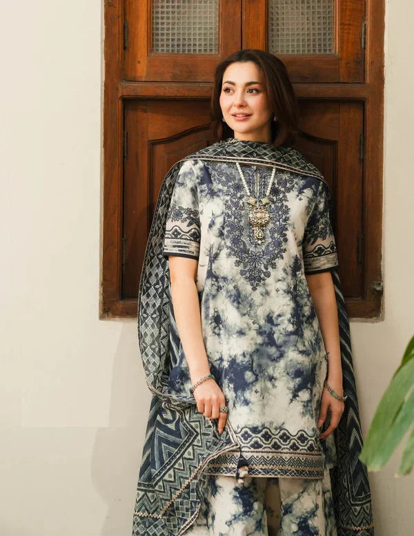 mp1205-Faiza Saqlain 3PC Embroidery Dhanak Printed Suit