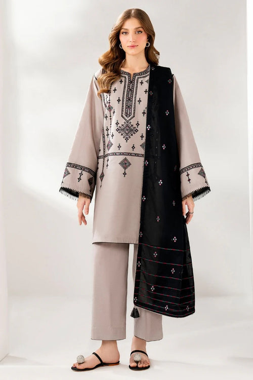 MP1237 -  Winter 3PC DHANAK EMBROIDERED SHIRT WITH DHANAK EMBROIDERED SHAWL AND TROUSER-BIC-