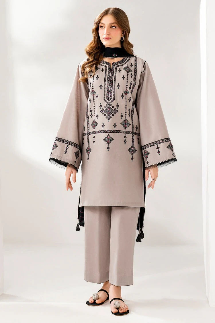 MP1237 -  Winter 3PC DHANAK EMBROIDERED SHIRT WITH DHANAK EMBROIDERED SHAWL AND TROUSER-BIC-