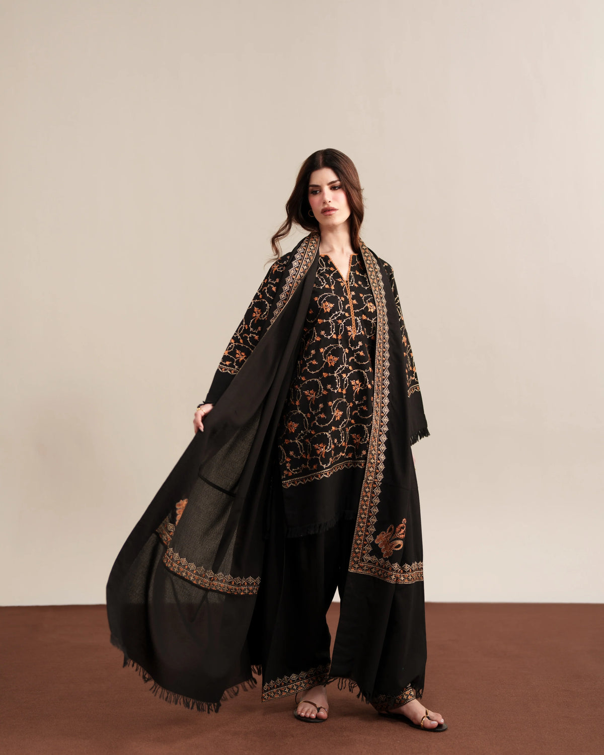 MP1344 - Ziva - Winter 3PC Dhanak Embroidered Suit