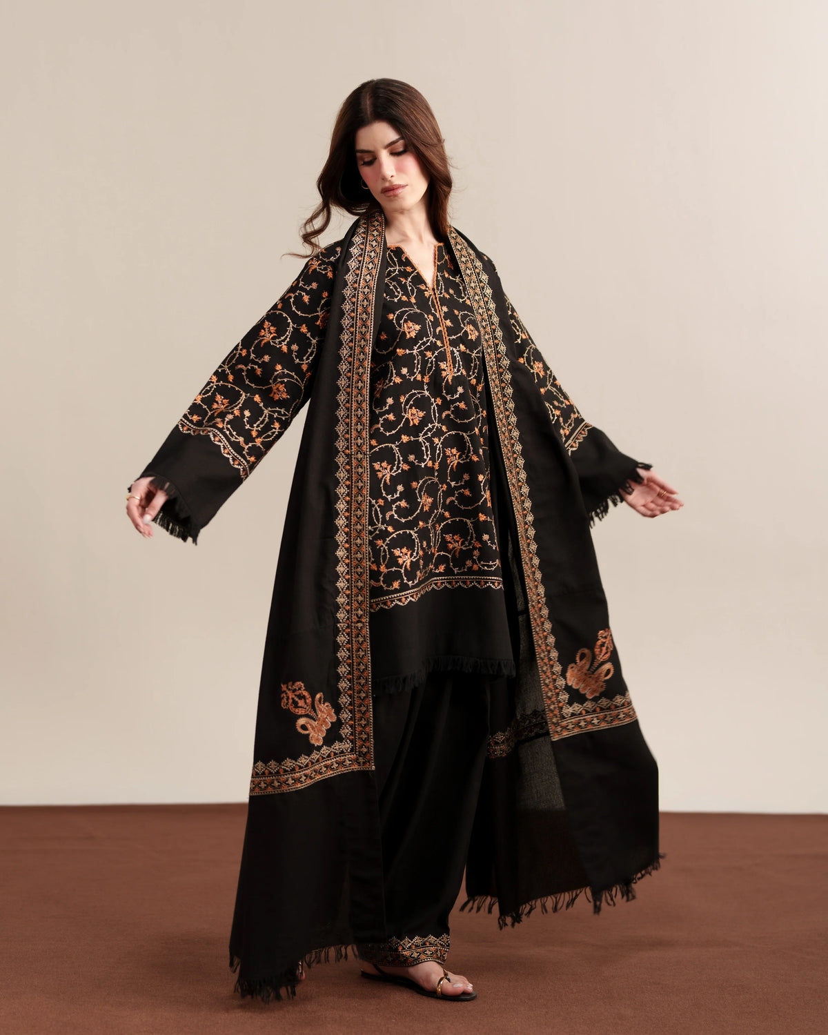 MP1344 - Ziva - Winter 3PC Dhanak Embroidered Suit