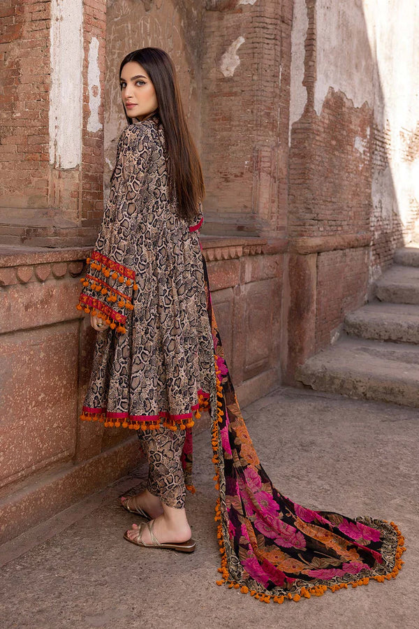 MP231-3PC Lawn Printed Shirt With Patches & Bamber Chiffon Embroidered Dupatta