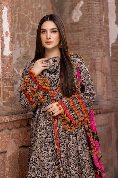 MP231-3PC Lawn Printed Shirt With Patches & Bamber Chiffon Embroidered Dupatta
