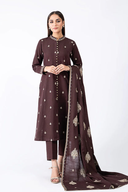 MP604-WINTER 3-Pc Embroidered Dhanak Suit with Heavy Embroidered Dhanak Shawll
