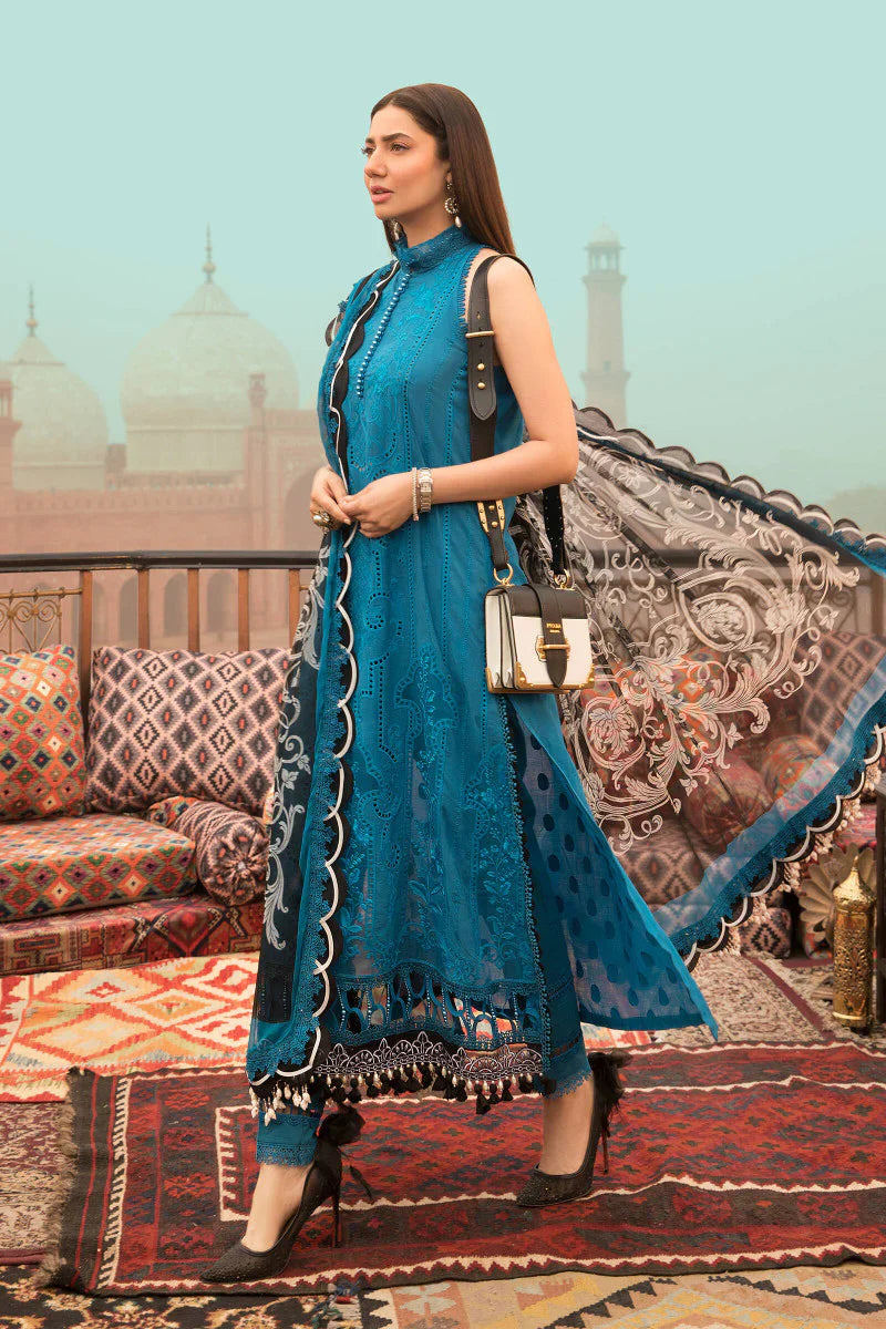 MP736-SUMMER 3PC Lawn Embroidered Shirt With Organza Printed Dupatta