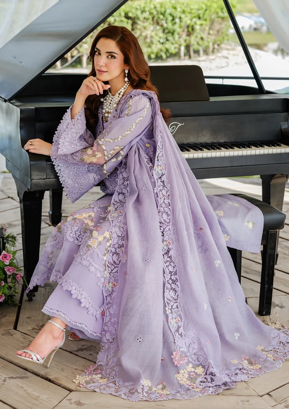 MP1138 - Elaf - Summer 3PC Lawn Chikenkari Embroidered Shirt