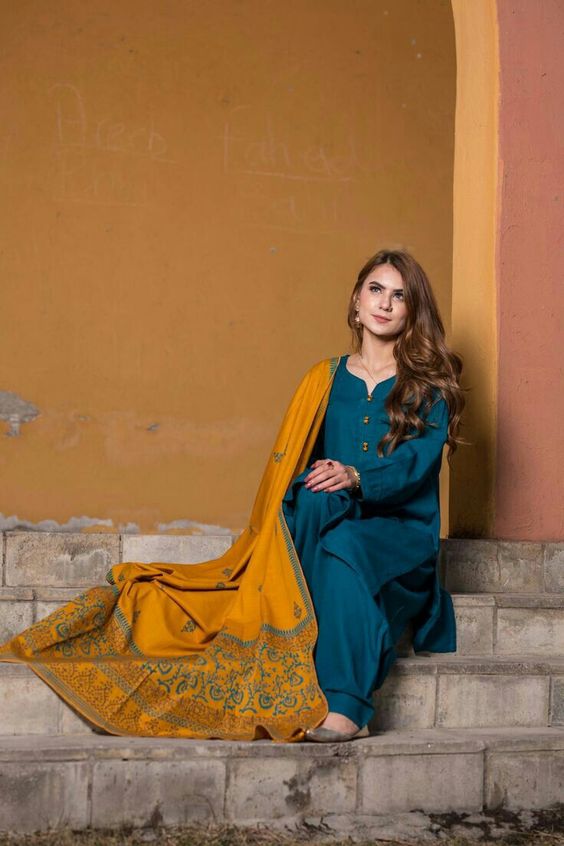 MP554- WINTER 3 Piece Dhanak Suit with digital printed wool shawll