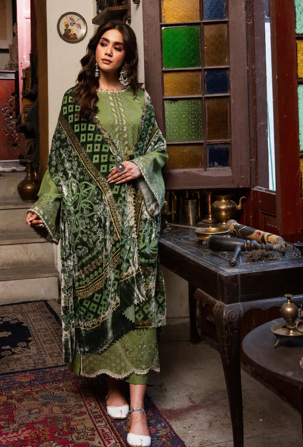MP33110 - izel - Winter 3PC Dhanak Embroidered With Palachi Duppata Suit