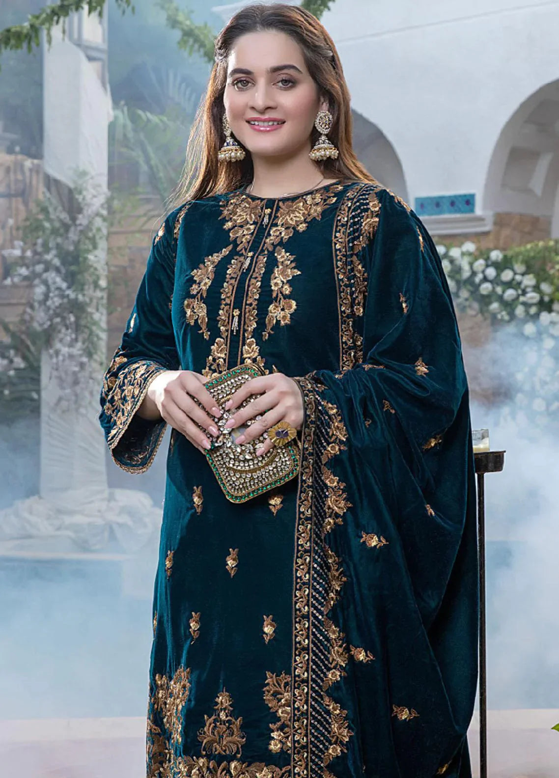 MP404-Embroidered Velvet Three piece With Velvet Shawl Winter Collection Rs.8,500.00 Rs.6,500.00