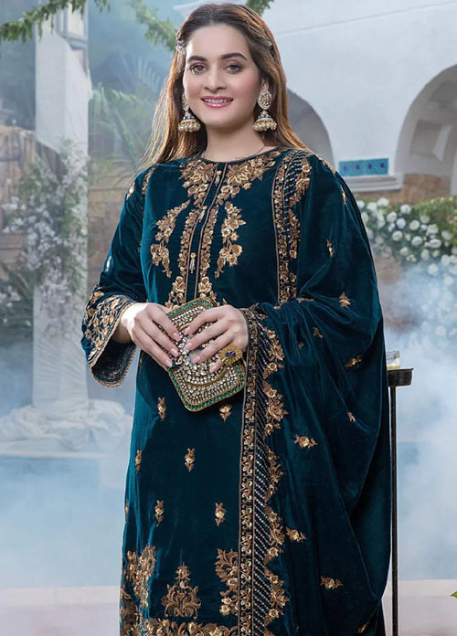 MP404-Embroidered Velvet Three piece With Velvet Shawl Winter Collection Rs.8,500.00 Rs.6,500.00